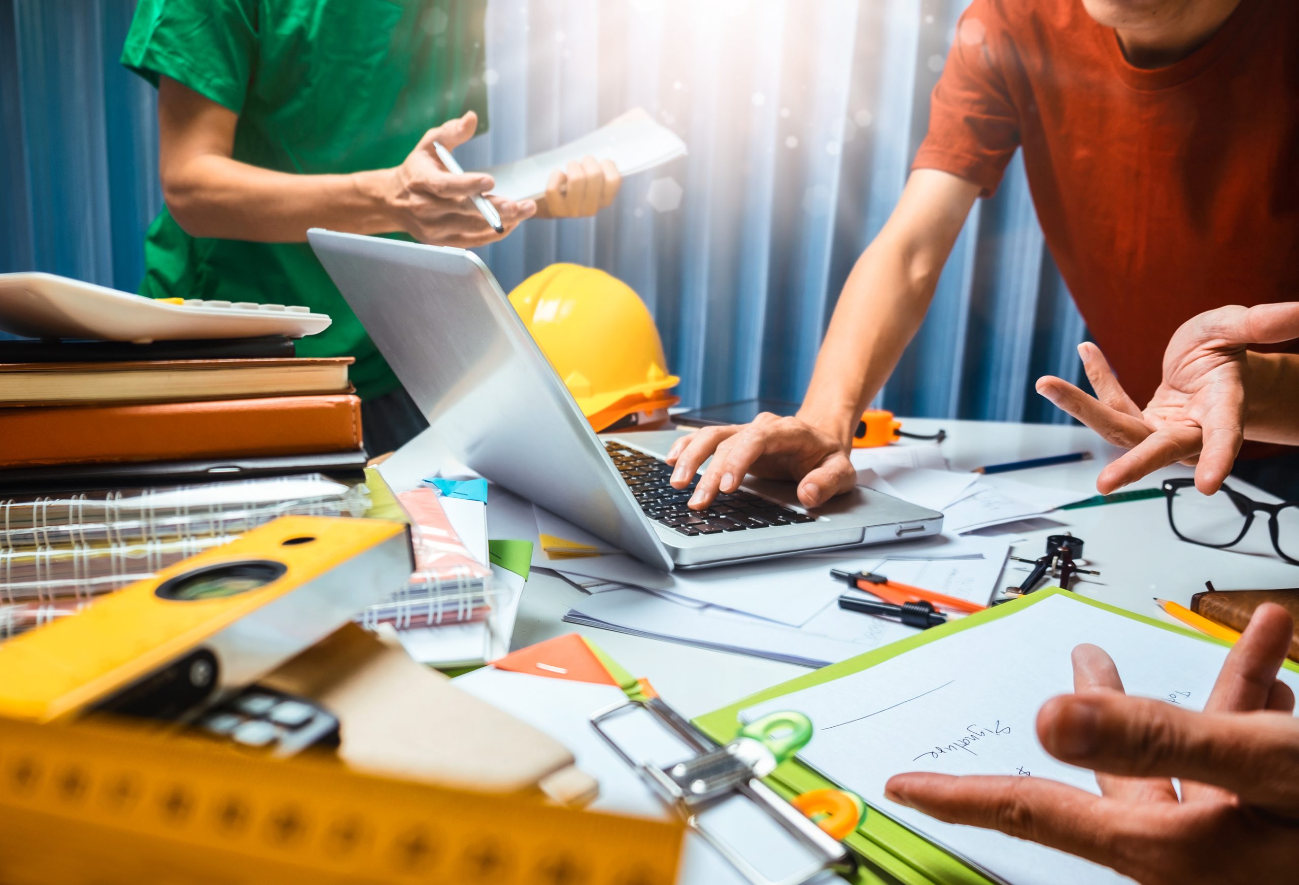 laptop in on construction site
